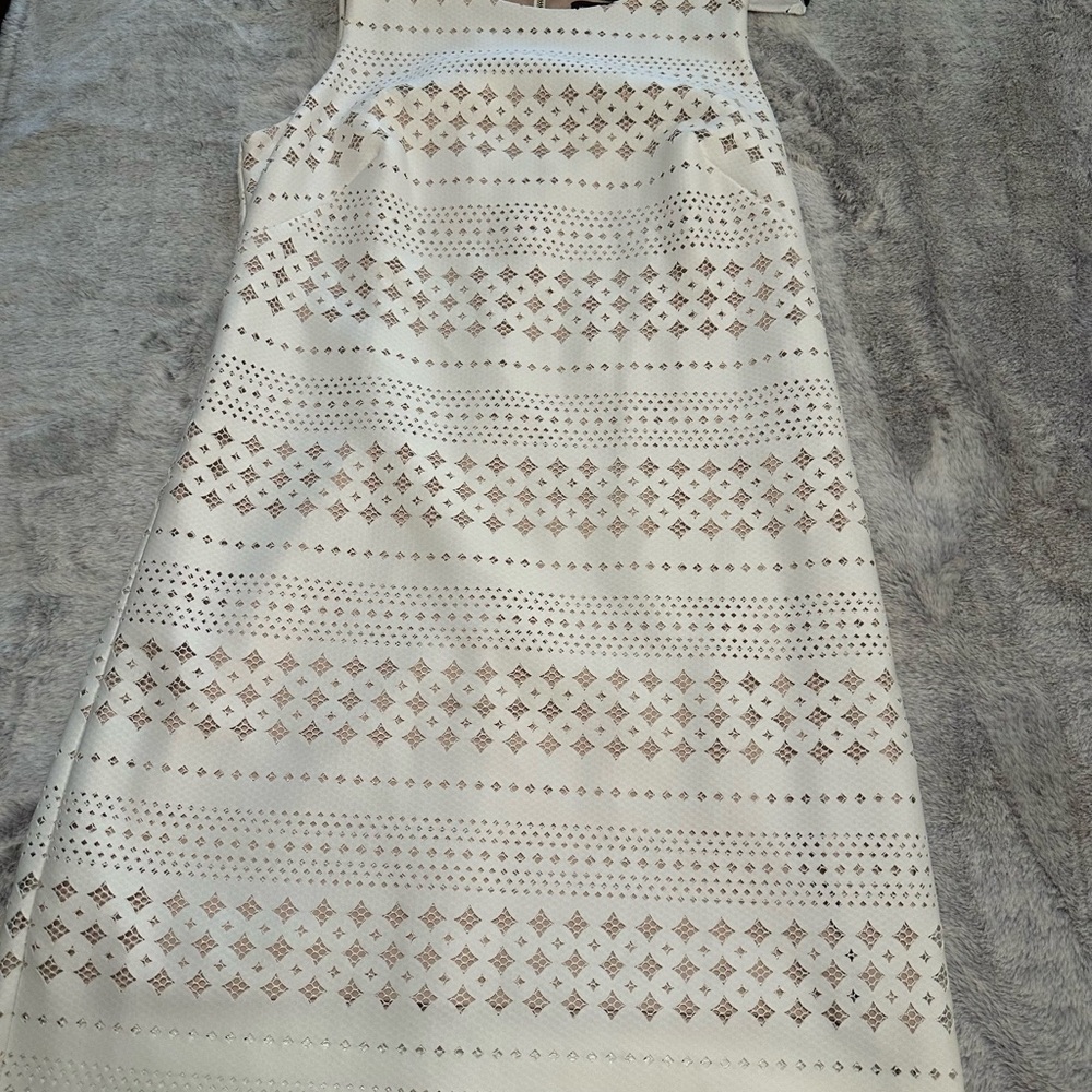 Johnston & Murphy Cream and Tan Cutout Patterned Dress